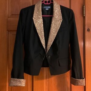 Chic Black Blazer with Gold Accents